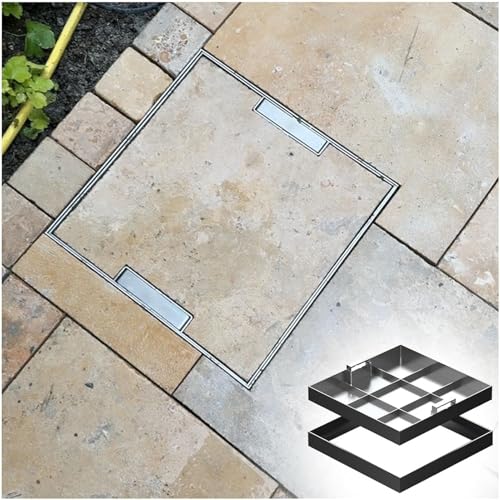 Septic Tank Covers, 12 20 24 30 36 40 inch Invisible Manhole Cover and Frame Stainless Steel, Heavy Duty Stainless Steel Sewage Basin Cover for Driveway Walkways Courtyards Gardens(25.6x33.5in/65x85cm