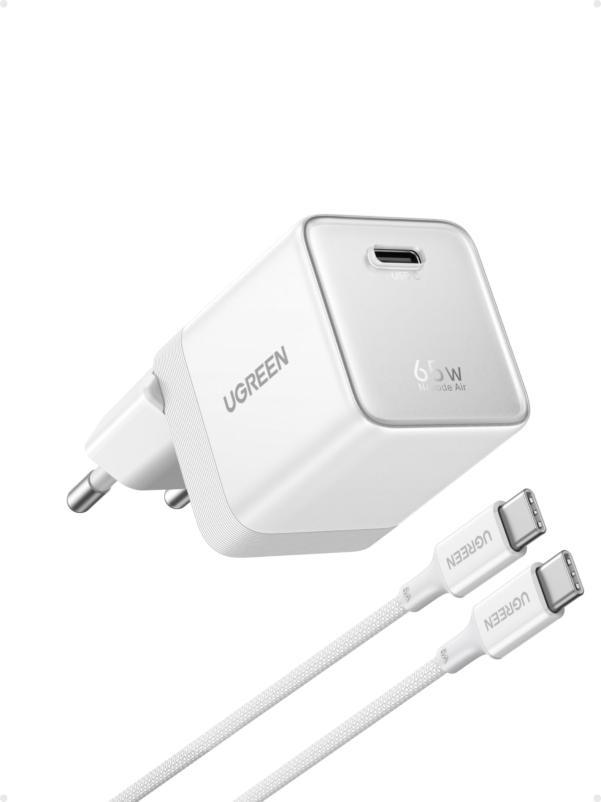 Mini ładowarka USB-C 65 W, ładowarka do laptopa, kompaktowy zasilacz, ładowarka 65 W do MacBooka, iPhone'a, iPada, do użytku w podróży, na co dzień, w podróży, w biurze i w domu (biały)