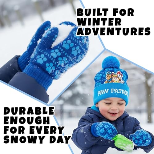 Image of Nickelodeon Paw Patrol Boys Winter Hat and Mitten or Glove Set (Age 2-7)