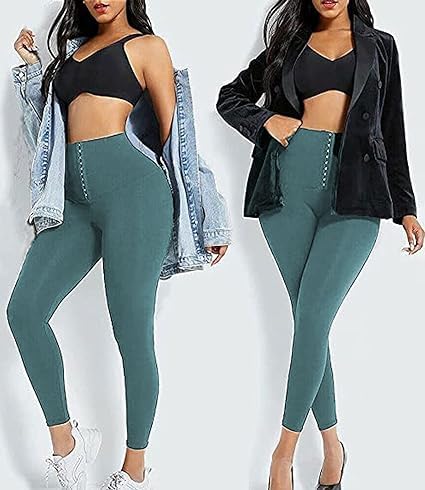 Image of Gym Leggings for Women High Waist, Corset Style Tummy Tucker Shapewear with Hook & Eye Closure for Better Compression, Casual and Gym Wear Multi-Purpose High Waist Trouser