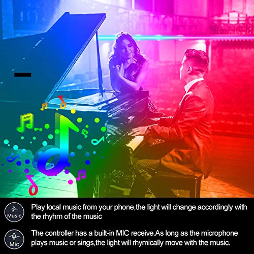 Image of LED Strip Lights 50ft , Multicolor RGB LED Light Strips, 5050 LED Tape Lights, Music Sync Color Changing+Remote Control +APP Controlled LED Strip Lights for Bedroom Party Home Decoration