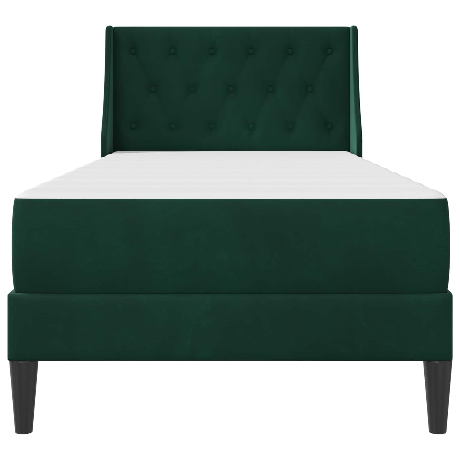 SYDE Letto imbottito, verde scuro, 100 x 200 cm, con materasso