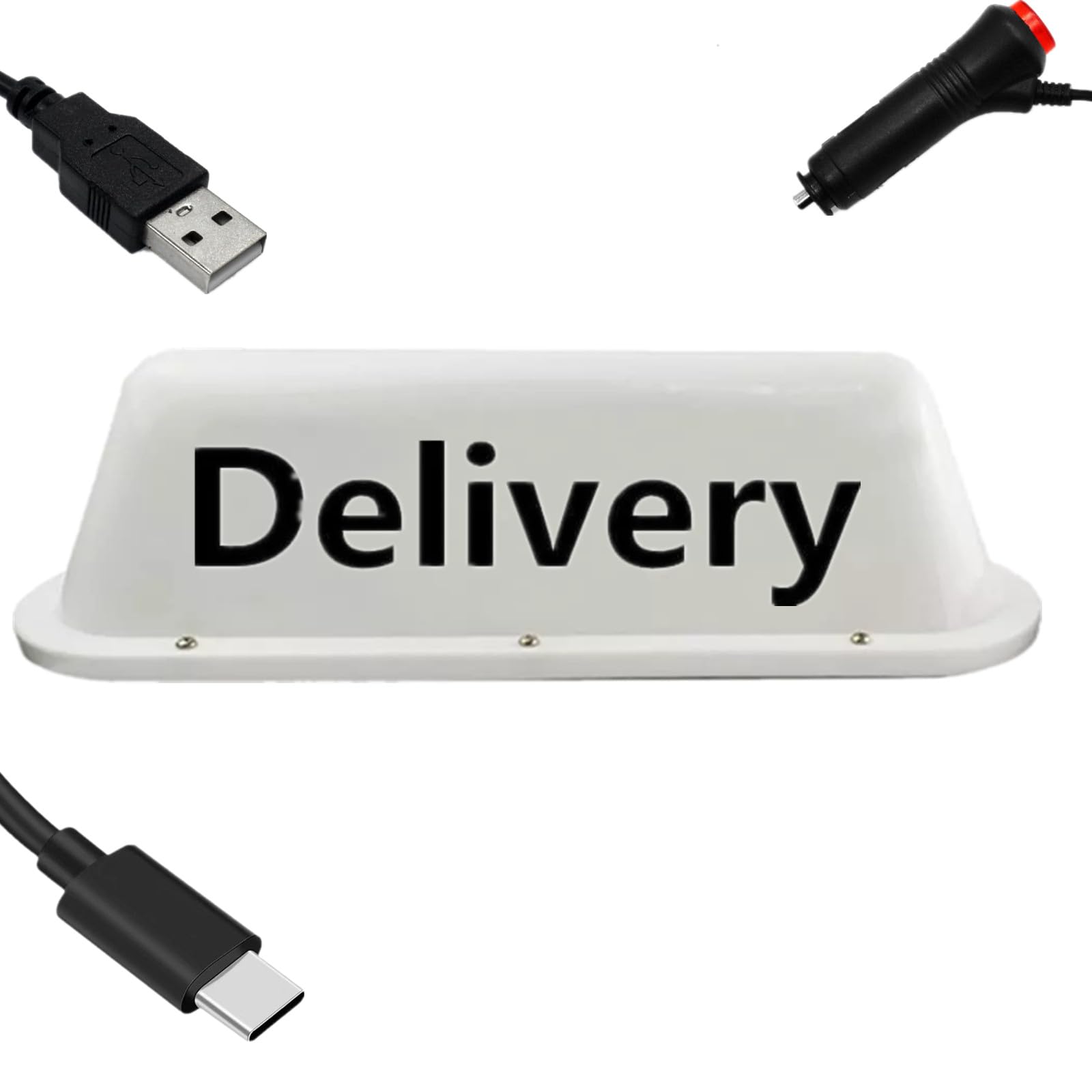 Garayma Delivery 12V Taxi Sign Light,with Different Interfaces 3-Meter Connecting Line Roof Taxi Sign with Magnetic Waterproof Taxi Top Led Light Car (Cigarette Lighter, L:13.78IN*3.94IN*3.74IN)