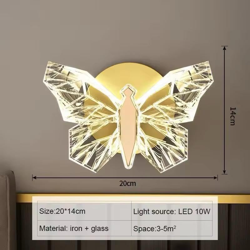 Image of blissbells Butterfly Designer LED Wall Light | Crystal Decorative Wall Lamp with Warm White Glow | Luxury Wall Sconce for Bedroom, Living Room & Kids Room Decor