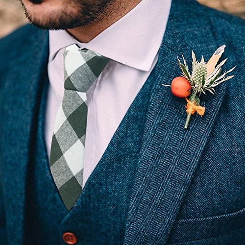 Image of Mantieqingway Mens Skinny Ties,2.56 inch Cotton Neckties Striped Plaid Ties for Groom Groomsmen Wedding Party Christmas