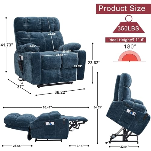 Sillón reclinable eléctrico con asiento antideslizante miniatura 2