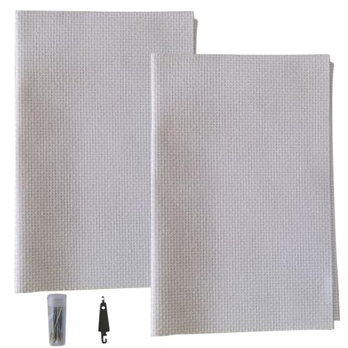 Opiniones de Tela Aida disponible en línea. 41 Punto de Cruz 2 Piezas Tela Aida 14 Cuentas, 12x18 Pulgadas, Kit de Bordado DIY Clásico Blanco, Lienzo de Punto de Aguja 3