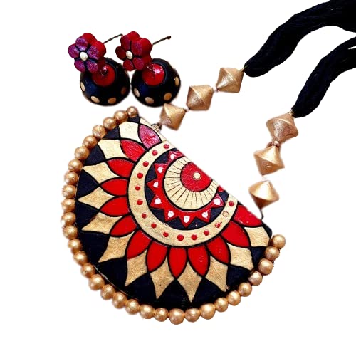 Avighna Half Moon Style Terracotta Jewellery set (Black) (B0C5BW92G1) Amazon Price History, Amazon Price Tracker