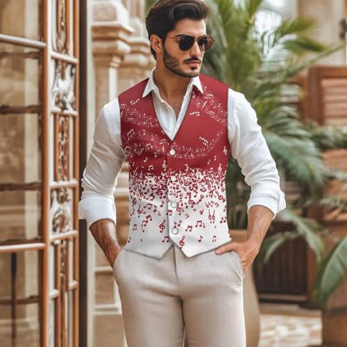 TOADDITDO Christmas Tuxedo Vests for Men Lightweight Suit Vest Soft Button Down Waistcoat Jacket for Business3