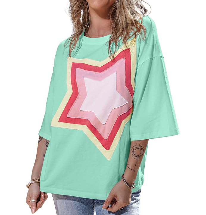 Y2K Oversized Tops T-Shirts for Women Y2K Stars Graphic Tee Baggy