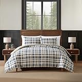 Eddie Bauer - King Duvet Cover Set, Reversible Bedding with Matching Shams, Plaid Bedding Set (Port Gamble Blue, King)