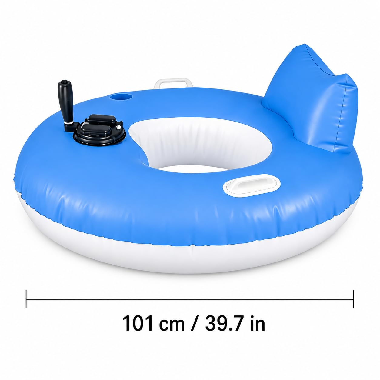 Chaise longue gonflable avec poignées poussoirs motorisées et porte-gobelet