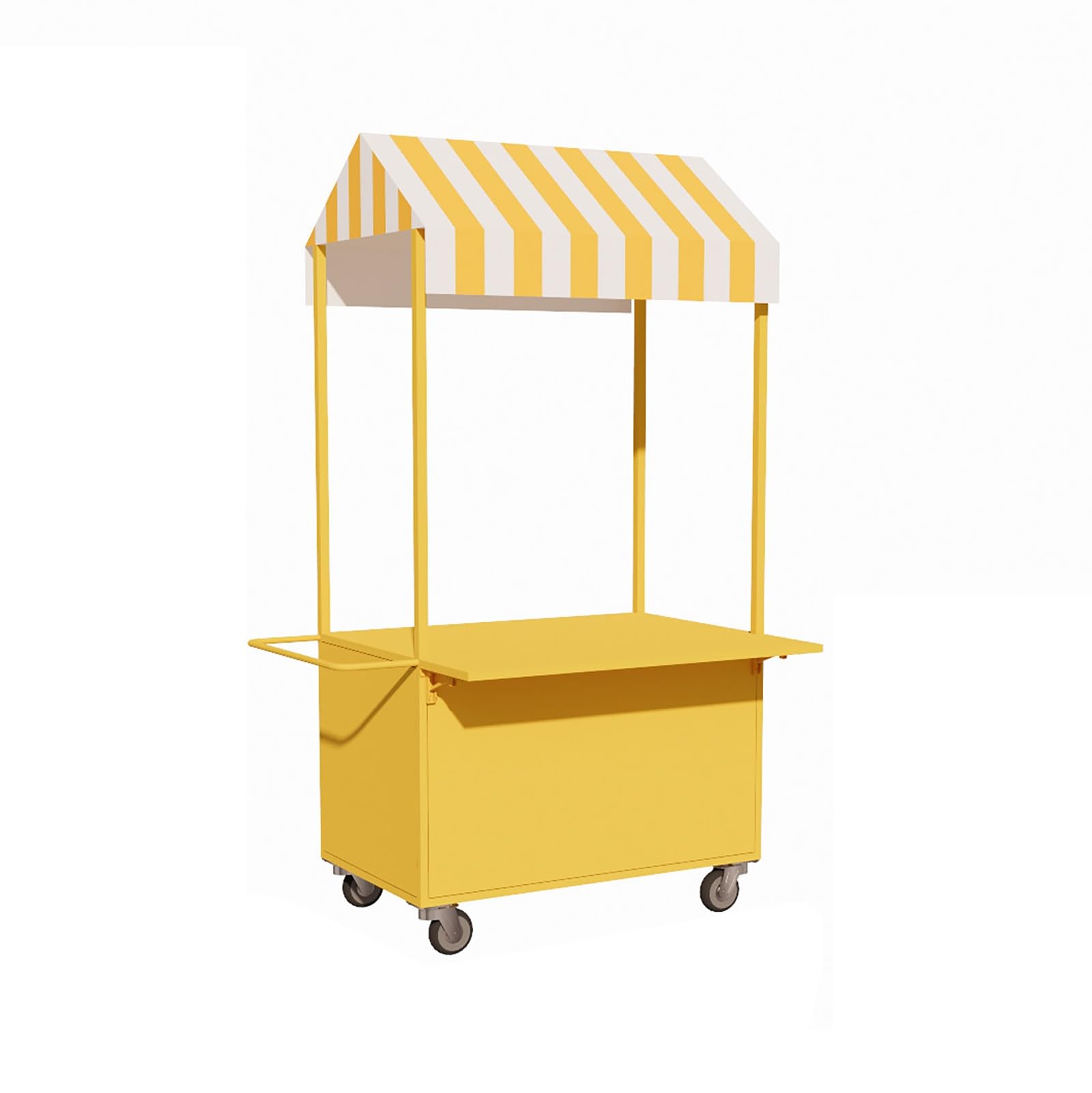 Móvil de Venta Ambulante de Comida Puesto de Comida con Toldo con Ruedas Freno para Tiendas Minoristas en Calles Centros Comerciales y Mercados.(Giallo,100x60x200cm)