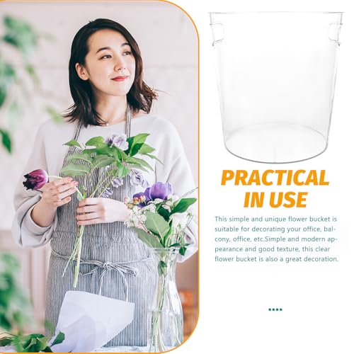Cubo de acrílico transparente para flores con asa de gran capacidad 7