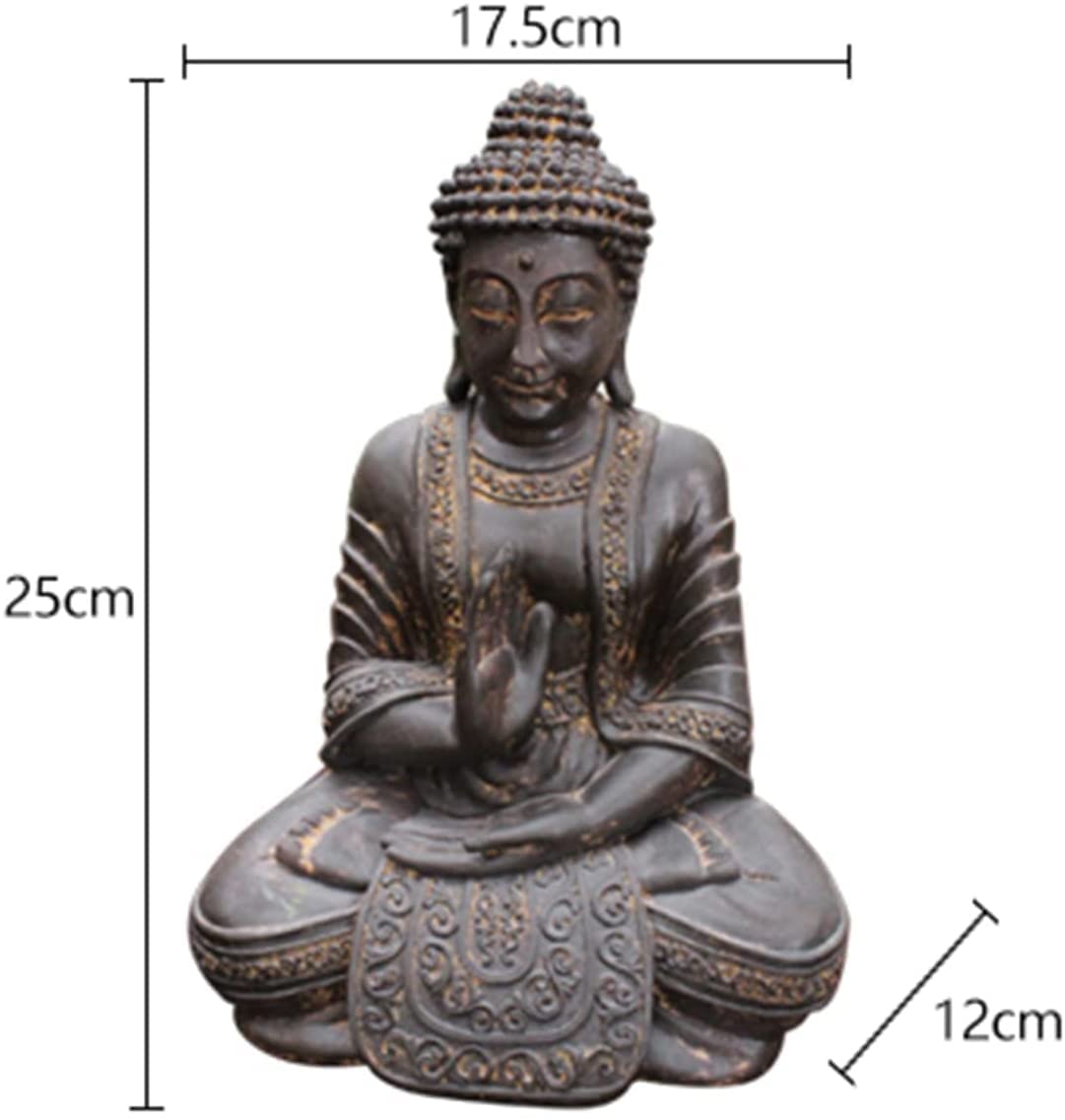 Statua di Buddha,Decorazione della Statua del Buddha retrò, Statua del Buddha Seduto Scultura Resina Artigianato Antico Home Desktop Religione Mostra Decorazione Regali per credenti