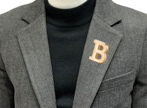 Image of vmcoatdu A-Z Initial Pins 26 Letters Pins 18K Gold Plated and Silver Tone Metal Brooch Breastpin Badge