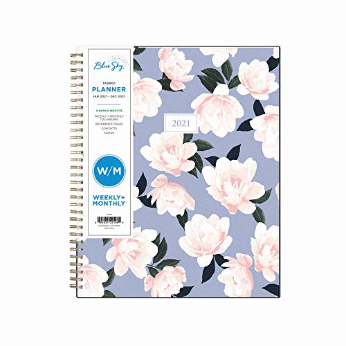 Blue Sky 2021 Weekly & Monthly Planner, Frosted Flexible Cover, Twin-Wire Binding, 8.5