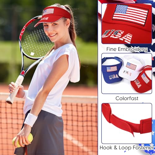 Image of Shyyween USA Hats Patriotic 4th of July Visors Buckets Hats Baseball Caps American Flag Embroidered Caps 250th for Men Women