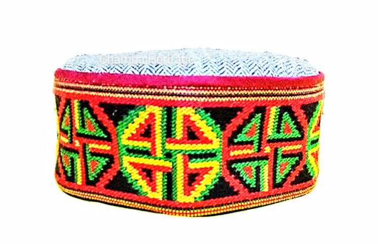 CHAMBA HERITAGE Unisex Himachali Kullu Kinnauri Patti Woolen Cap/Topi Small Multicolour-picture-17