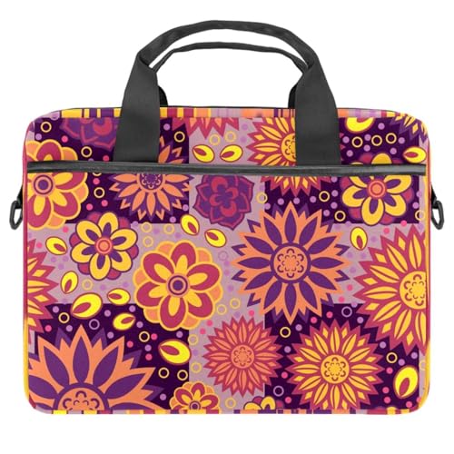 Maletín bandolera floral geométrico multicolor para portátiles delgados de 13.3 y 14.5"