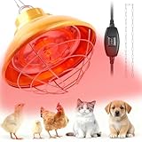 WISMOIER Chicken Heat Lamp Carbon Fiber Tube Brooder Heater Lamps for Chicks,Adjustable 2 Temperature Hanging Chicken Warmer for Livestock Dog Kennel,Cat House,Round 175W/350W