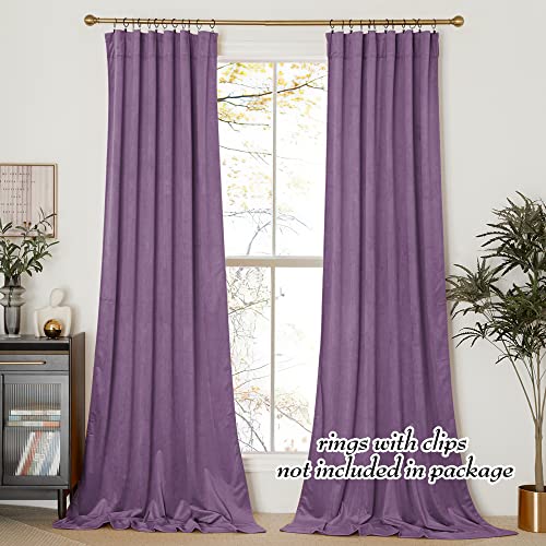 Nicetown Lavender Purple Velvet Curtains 84 Inches Long For Office Studio Office Infant, Thick And Smooth Room Darkening Home Decor Window Velvet Curtains, 2 Pieces, 52" W By 84" L #TOP1