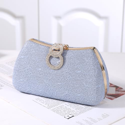 Image of Dreubea Women's Fashion Evening Bag Rhinestone Decrated Clutch Handbag with Chain