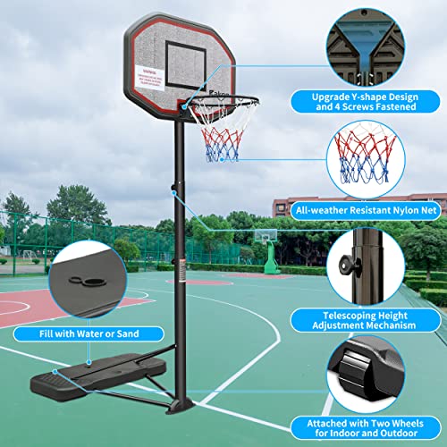 Rakon Height Adjustable Portable Basketball Hoop & Stand System, 43" Backboard #TOP2
