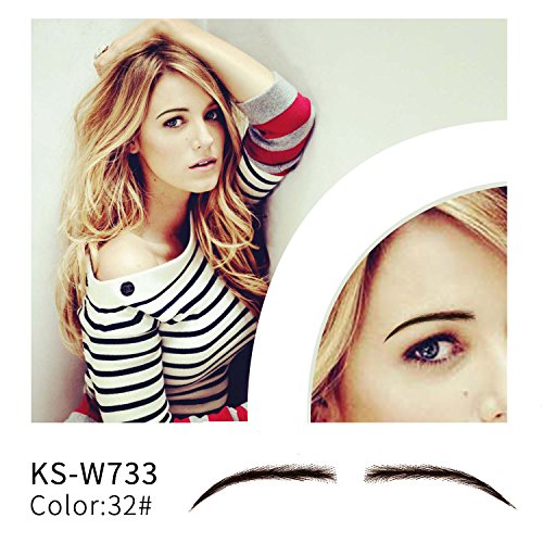 Vlasy One Pair Women Handmade False Eyebrows Human Hair Fake Eye Brows Lace Eyebrows(KS-W733-32#)