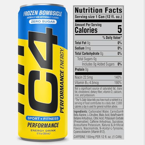 Cellucor C4 Energy Drink 12Oz (Pack Of 12) - Frozen Bombsicle - Sugar Free Pre Workout Performance Drink With No Artificial Colors Or Dyes thumb #2