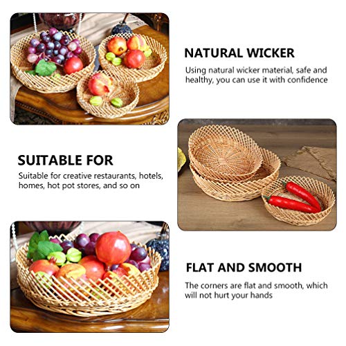 SOLUSTRE Cesta de armazenamento de vime natural para frutas, salgueiro, tecido, frutas, pão, cesta r