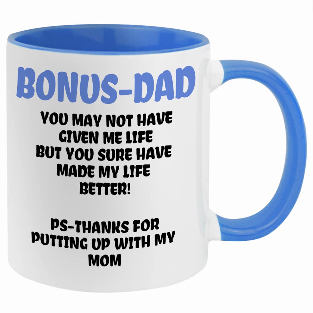 Fatbaby Bonus Dad Coffee Mug Funny Coffee Mug Gifts for Step Dad from Daughter Son Stepdaughter Fathers Day