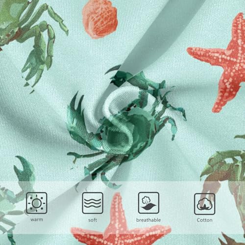 Wusikd Green Crabs Red Starfish Girls' Underwear Cotton Light Blue Girls Briefs Soft Toddler Underwear 2T3