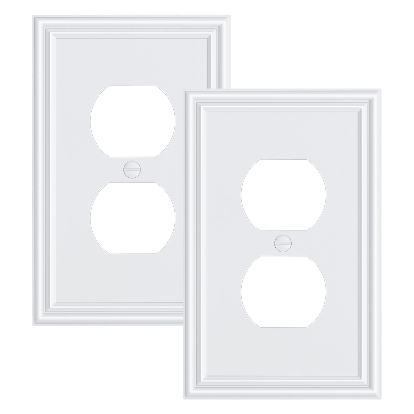 Photo 1 of 2-Pack Zinc Alloy Single Duplex Outlet Cover Plate, Solid Receptacle Cover