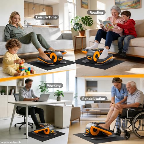Image of Under Desk Elliptical Machine, 12 Speeds Leg Exerciser as Seen on TV with RF Remote Control for Seniors, Auto & HR Mode Quiet Portable Seated Pedal Exerciser for Home and Office