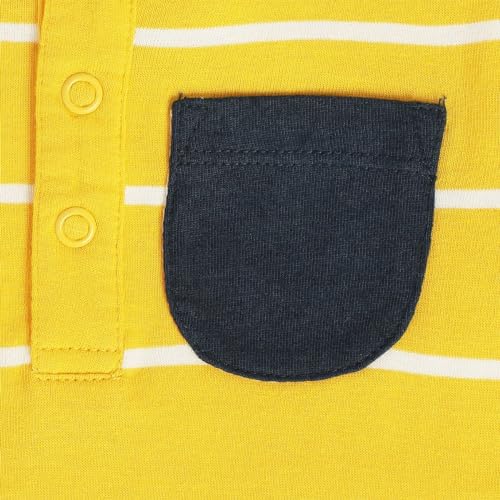 Image of miniklub Baby Collar Long Sleeve Knitted Cotton T-Shirt (Grey /Yellow Color)