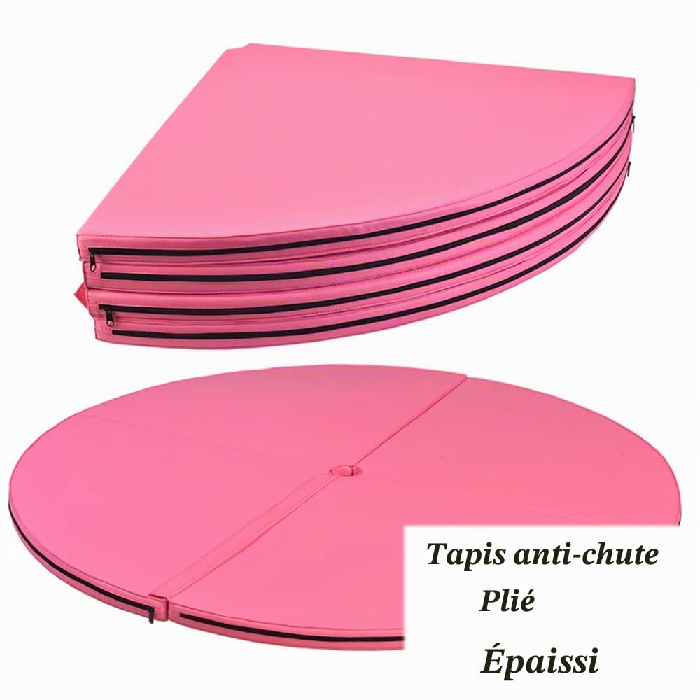 Dancing Pole Crash Mat Tapis de sol d'exercice extra épais Dancing Pole Home Yoga Pilates Gymnastics Mat-Rose(Size:120x3cm)