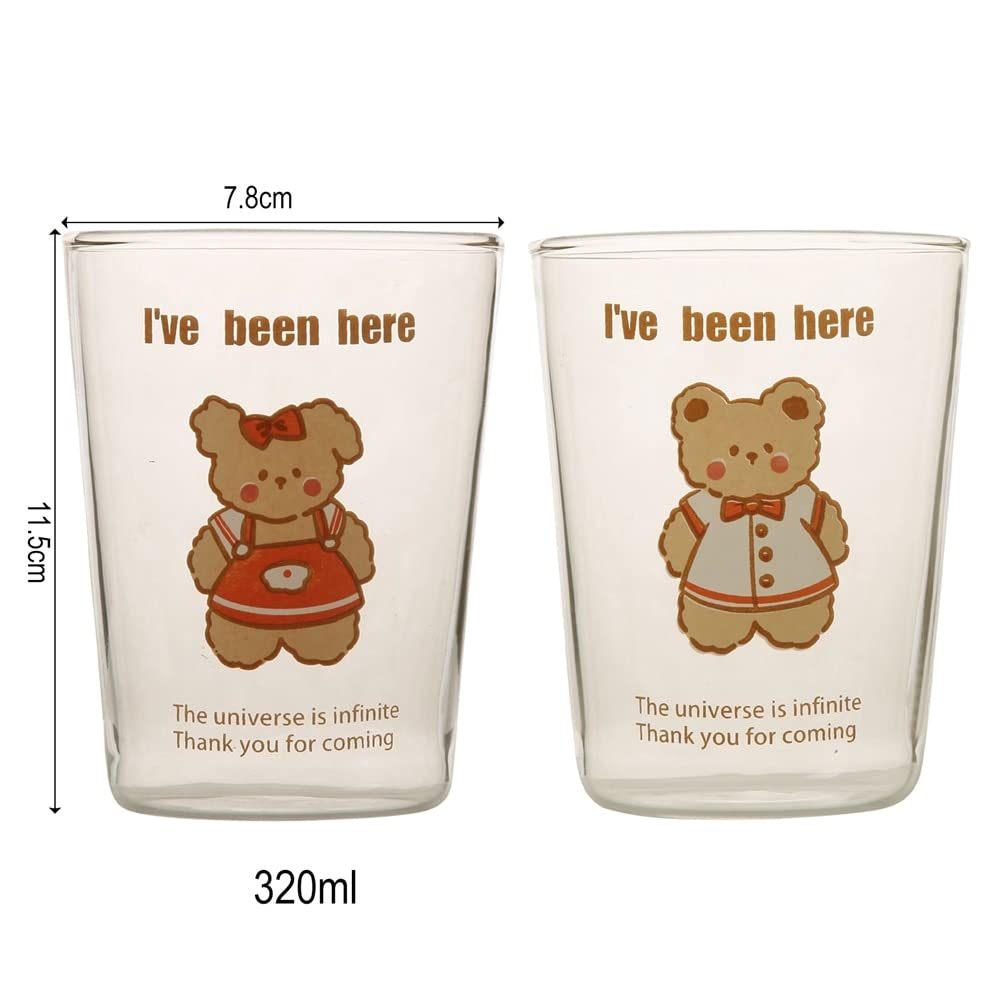 2PCS kreskówka szklana kubek uroczy brązowy niedźwiedź kawa ręcznie robione przezroczyste herbatę whisky szklany kubek piwo para filiżanek ze słomy Prezenty