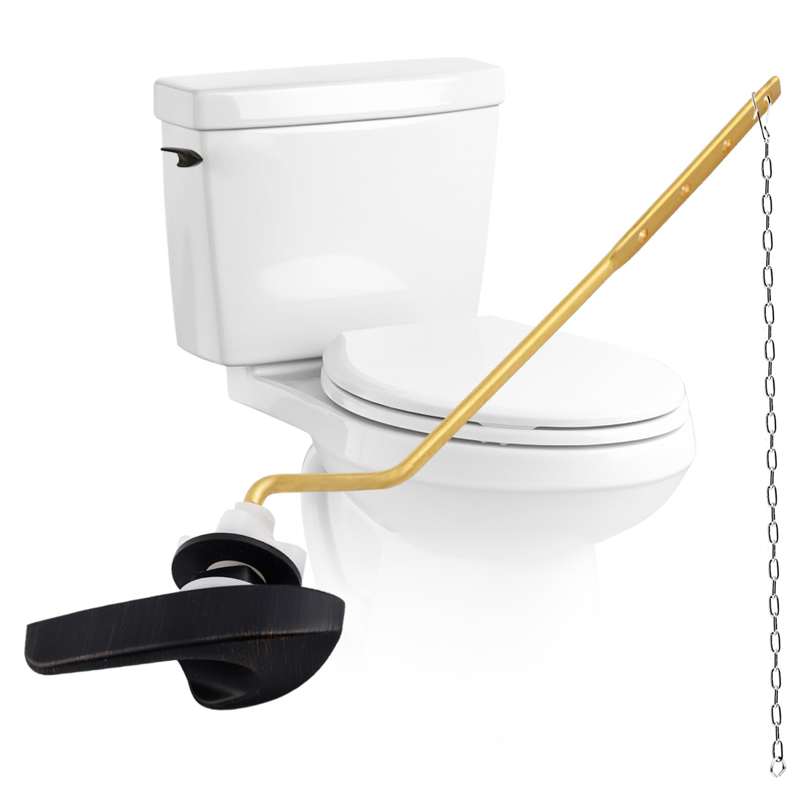 チャプター2 TOA ブラック ゴールド フレームセット　S 専用ハンドル付き Universal Toilet Handle Replacement Kit, Side/Angle Mount Toilet