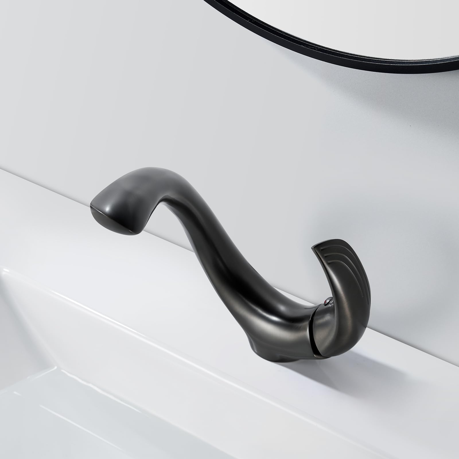 Wasserhahn Bad Grau Waschtischarmatur Armatur Badezimmer Mischbatterie Waschbecken Armaturen, Einhebelmischer Waschbeckenarmatur Messing, Kaltes und Heißes für Toiletten Oder Gäste Wc, Grau Matt
