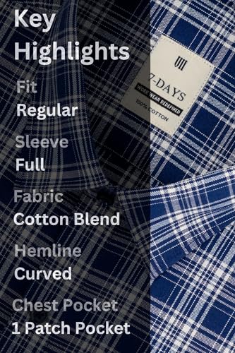 Image of 7-DAYS Men's Premium Checks Formal Shirt - Cotton Rich, Regular Fit, Full Sleeve, with Pocket, Wrinkle Resistant - Stylish Office & Everyday Wear.