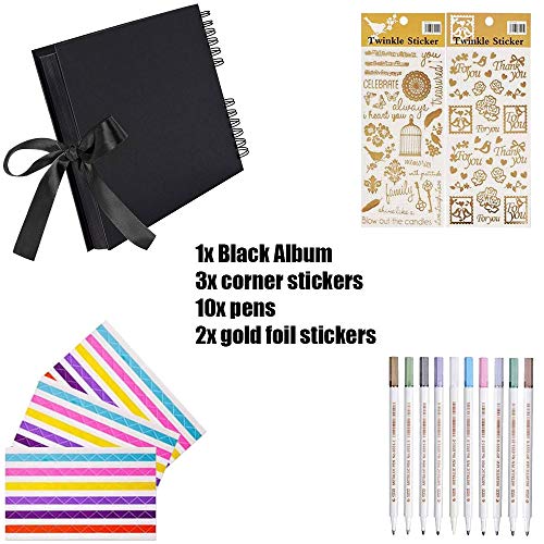 NACAIKJ 16pcs Fotoalbum, Fotoalbum zum Selbstgestalten80 Schwarze Seiten Scrapbook DIY Fotobuch zum Einkleben Spiralbuch… – Bild 3