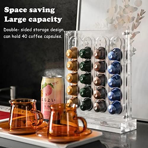 Nynelly Acrylic Coffee Pod Holder, Coffee Capsule Holder Rack For Nespr Capsules Originalline, Coffee Pod Storage Organizer Stand, Hold 40 Capsules For Kitchen, Office, Coffee Bar #TOP3