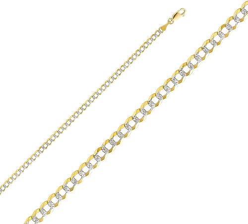 Miniatura 2 de Wellingsale Cadenas abiertas de eslabones cubanos de oro macizo de 14 quilates (opciones de selección)