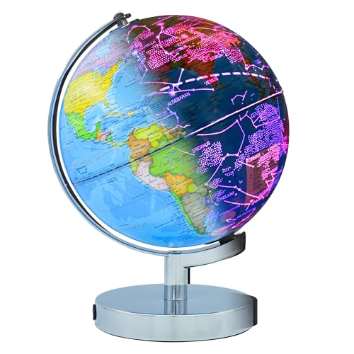 Globo mundial iluminado 3 en 1 para niños y adultos con mapa de constelaciones, lámpara que cambia de color para aprendizaje y educación, luz nocturna para habitación de niños y decoración de