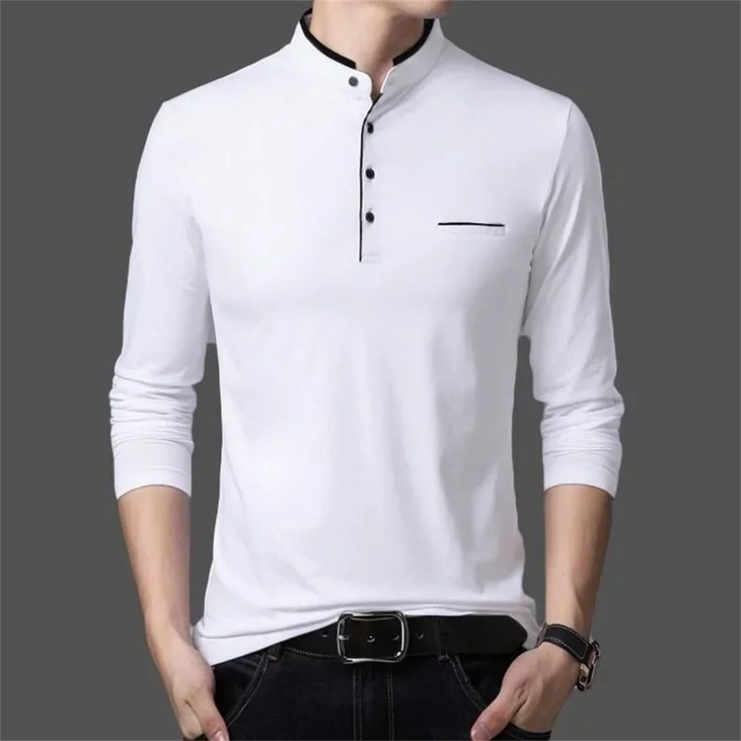 Camiseta polo para hombre, 100% algodón, sudadera de manga larga para hombre