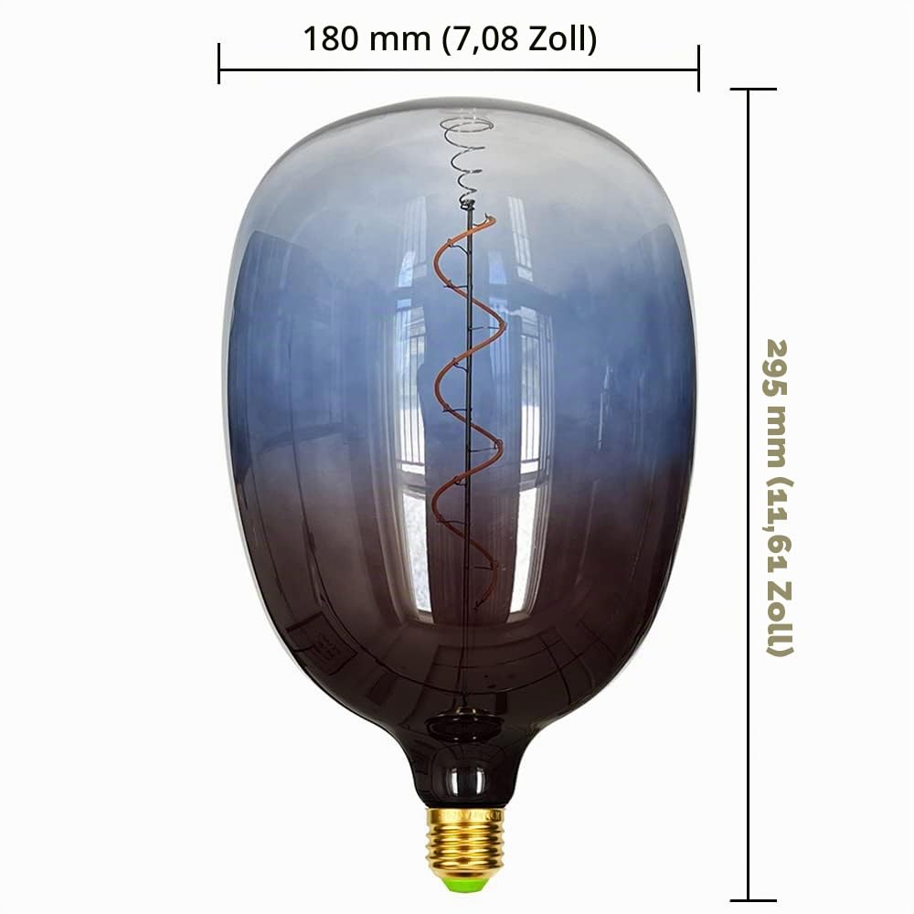 Led Birnen Große Vintage Glühbirne 4W Dimmbare Spirale Filament Riesige Edison Birne 220-240V E27 Spezielle dekorative Glühbirne Gradient Blau