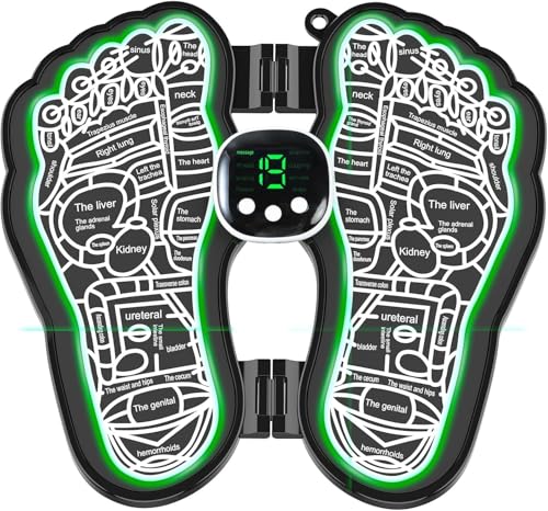 EMS Foot Massager,Folding Portable Electric Massage Mat,8 Modes 19 Intensities Relax Muscles,Reflexology Electronic Foot Massager Machine for Pain and Circulation Foot Booster,USB Rechargeable