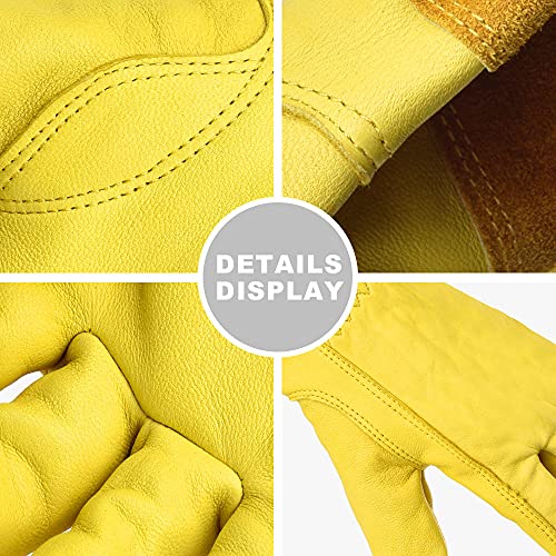 Kinde Gardening Gloves - Thorn Proof Cowhide Leather Rose/Blackberry Pruning Long Forearm Protection Gauntlet, Work Garden Gloves (Brown, X-Large) #TOP2