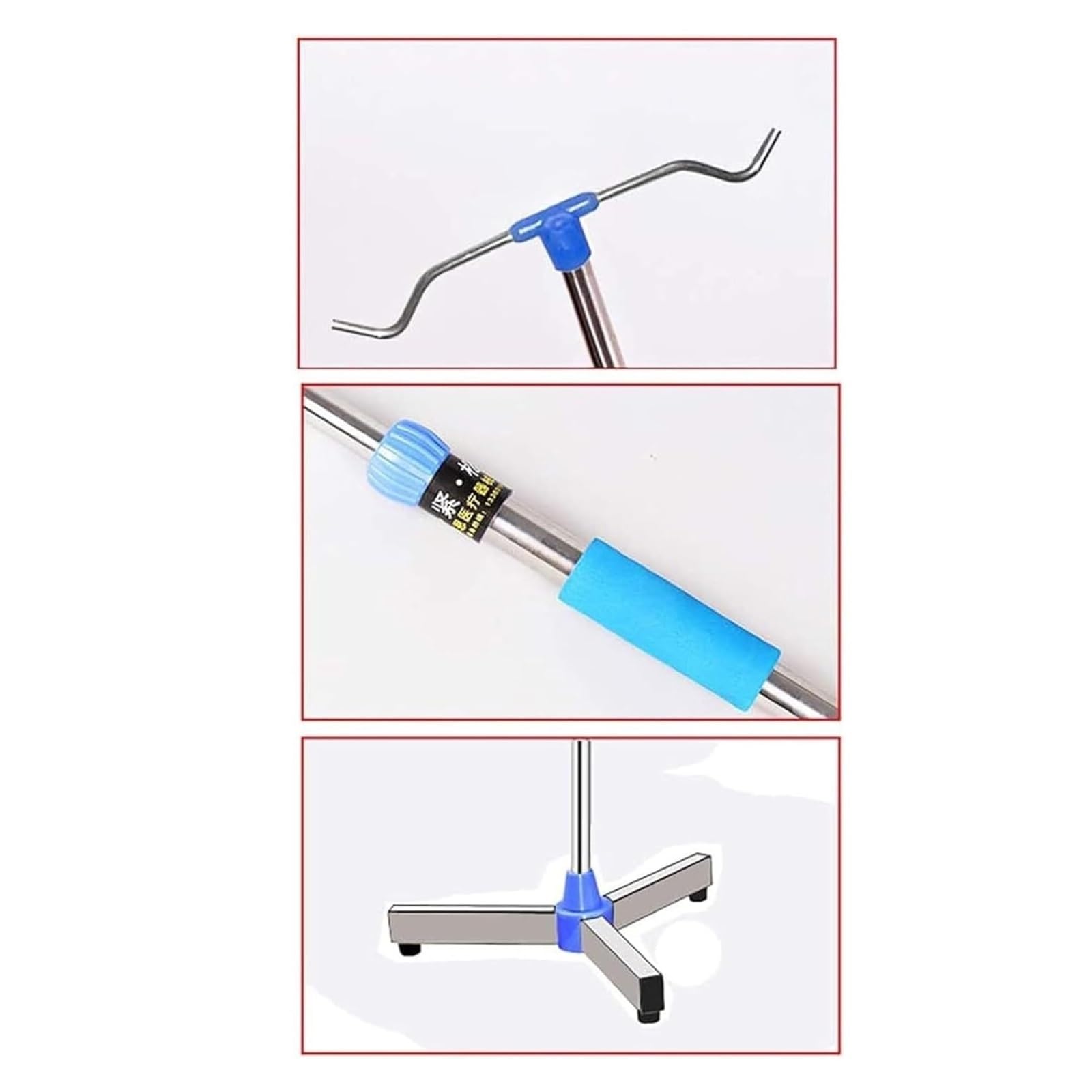 Vive IV Pole con ruedas Soporte for bolsa de líquidos IV con 2 ganchos y altura ajustable for atención domiciliaria, hospitales Postes IV